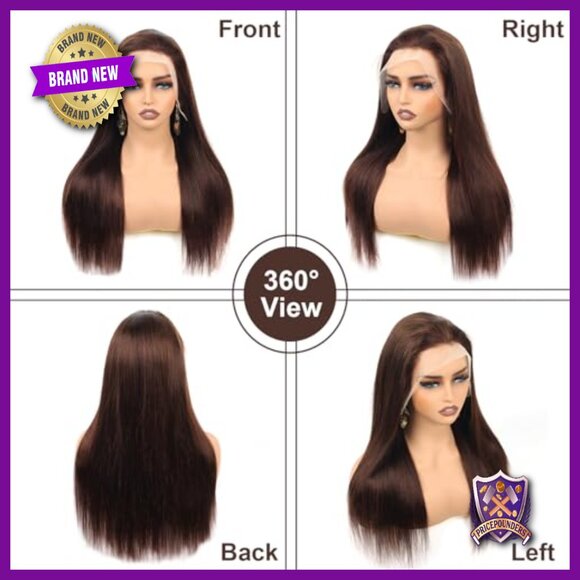 22 Inch Human Hair Lace Front Wig 200% Density Straight Pre Plucked main image 5